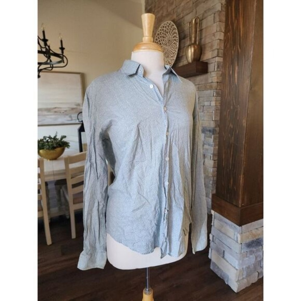 Dapper Womens Button Down Floral Print Collared 100% Cotton Shirt Size 4